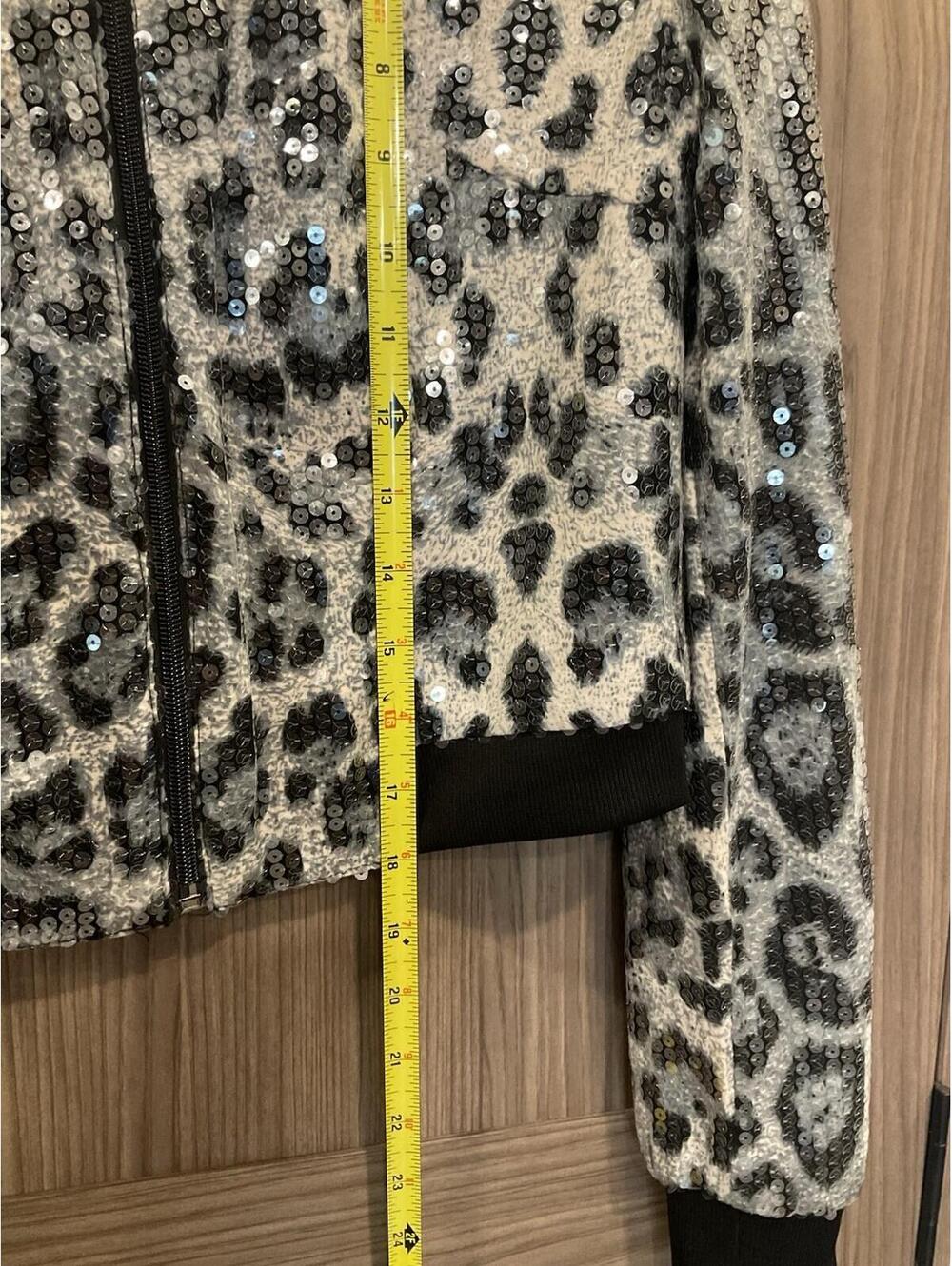 Swooh Womens zip up Sequin Animal Print Jacket Size M - Picture 5 of 6